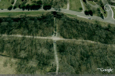 Oblique view looking south at the offending watercourse, courtesy Google Earth.