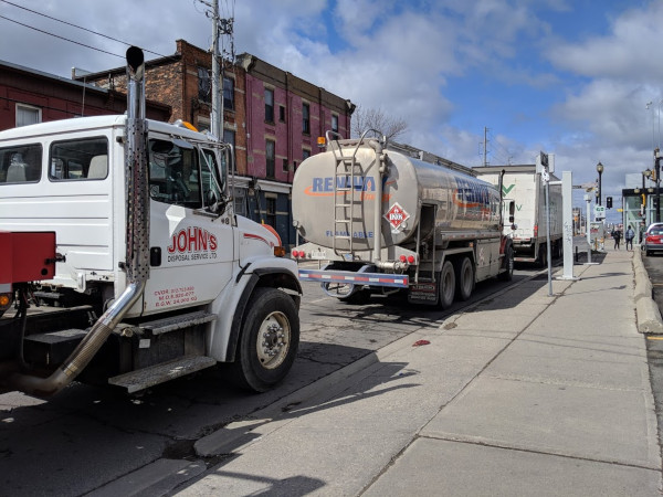 Trucks lined up on Cannon Street (RTH file photo)