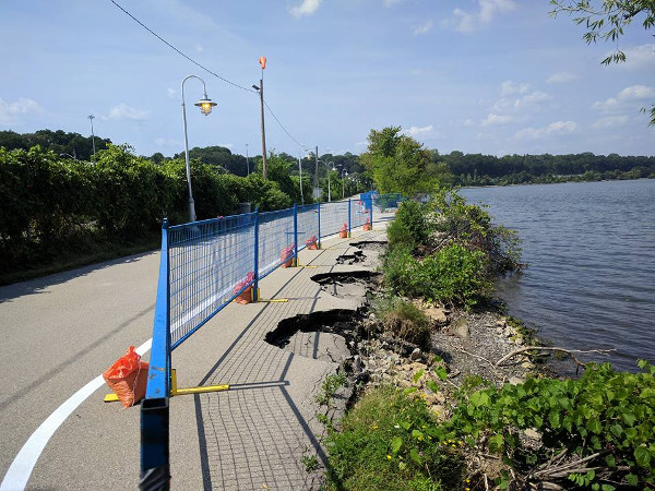 Damaged sections of the trail have been blocked off