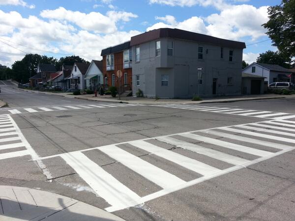 Zebra crossing at John North and Simcoe