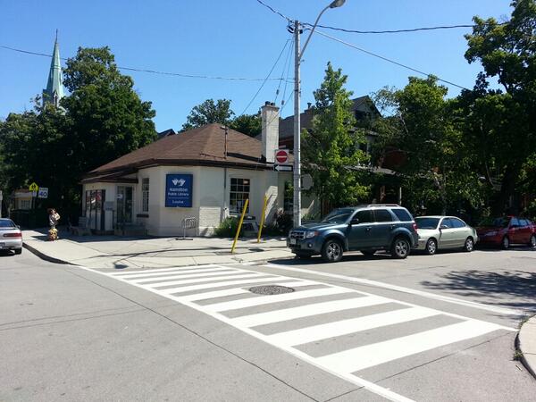 Zebra crossing at Locke and Stanley, east side